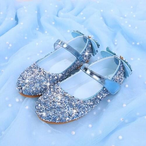 Girls sandals sequins summer new baby shoes bowknot Korean version of princess show shoes big children crystal sandals 23-36