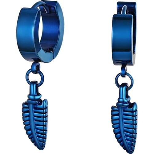 BONISKISS Stainless Steel Vintage Dangle Earring Feather Leaves Pendant Leaf Drop Earrings for Women Jewelry brinco bijoux