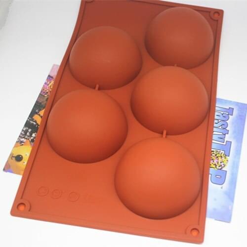 5 cavity hemisphere shape Silicone mold handmade Fondant cake mould Baking ware