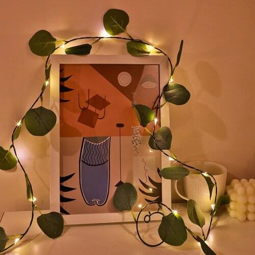 DIY 2M 10M LED Artificial Plants String Light Green Leaf Ivy Vine Fairy Light String Maple Leaves Lamp Garland Hanging Lighting