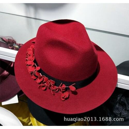 Lady Fedoras Wool Hat Female New Style Ten Blossom Hat Girls Leisure Woolen Flat Jazz Hat Autumn Winter Entertainment Hats B8975
