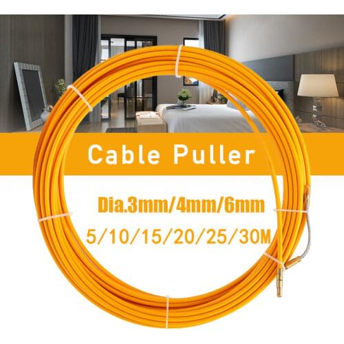 5/10/15/20/25/30M Dia 3mm/4mm/6mm Fiberglass Wire Cable Puller Fish Tape Reel Conduit Ducting Rodder Pulling Puller Guide Device