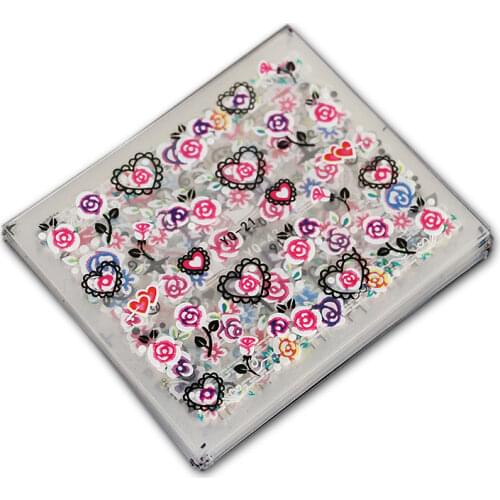 50 Sheets Mixed Design 3D Nail Sticker Colorful Flower Heart Flowers Butterfly Nail Art Decals Decoration