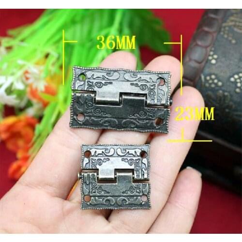 50 Pieces Antique Brass Jewelry Box Hinge 36x23mm with Screws