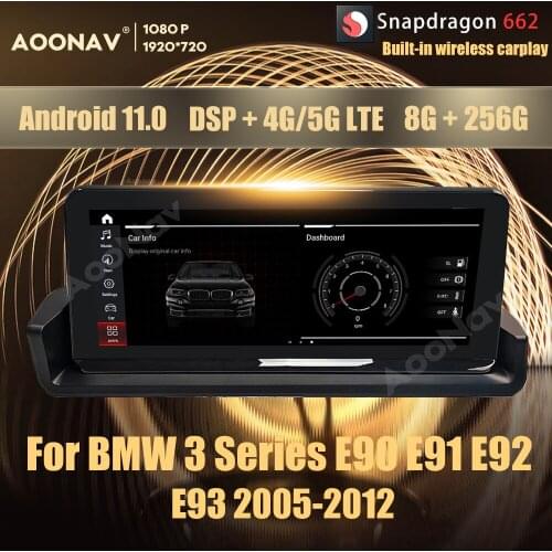 10.25 Inch Snapdragon 662 Android 11.0 car radio For BMW 3 Series E90 E91 E92 E93 2005-2018 multimedia player DVD Stereo 8+256GB