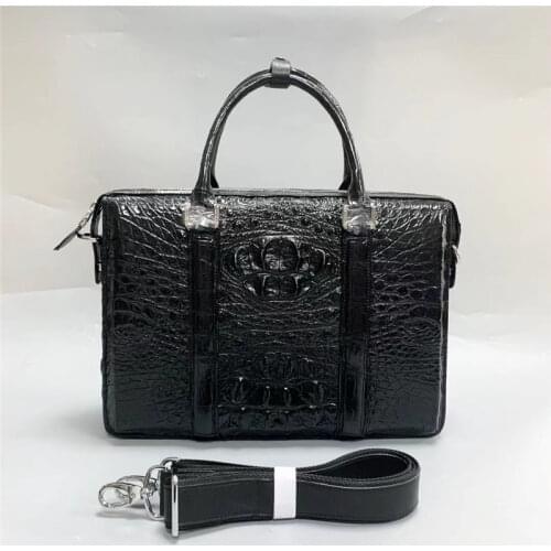 Business Formal Style Authentic Exotic Crocodile Skin Mens Laptop Briefcase Genuine Real Alligator Leather Male Large Handbag
