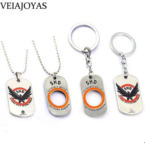 Game Tom Clancys The Division Pendants Necklace Ancient Silver Dog Tag Charms Keychain Car Keyring gifts men Jewelry Accessories