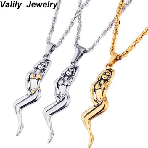 EdgLifU New 2017 Men Necklace Stainless Steel Chain Silver Gold Color Figure Women Pendant Necklace Gift for Men