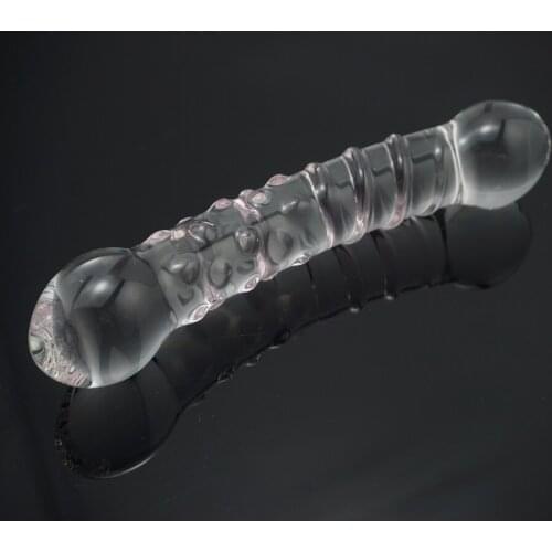 New large white double head tip pyrex crystal glass anal butt plug beads dildo masturbation sex toys product for men women