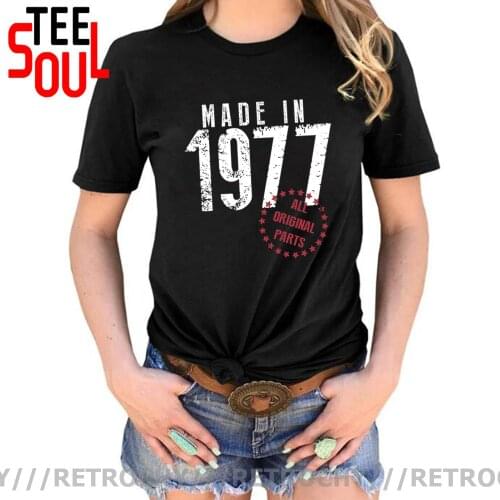 Vintage Made In 1977 All Original Parts T shirt women Born in 1977 T-shirts Retro Mother Mom Thanksgiving Birthday tshirt