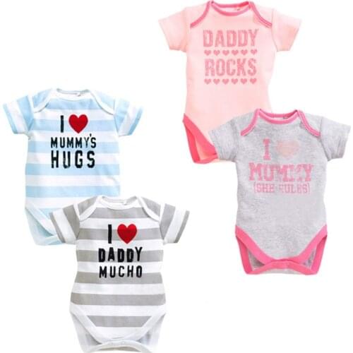 1PC Cotton Body Baby Boy Bodysuit Newborn Baby Clothes I Love Daddy Short Sleeve Body Baby Girl Clothes