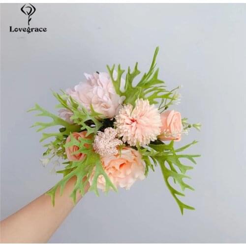 Retro Countryside Peony Simulation Flower Fake Flowers for Wedding Decor Artificial Flowers Silk Rose Peony Bridal hand Bouquet