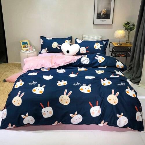 Queen Size Nordic 4pcs Bedding Sets Plant Leaf Floral Plaid Stripe Duvet Cover Pillowcase Double King Set Quilt Cover Bed Sheet