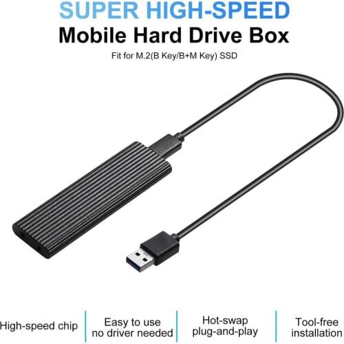 Hard Disk Enclosure For For M.2 NGFF SATA SSD Case High Speed Tool-free Istallation Mobile Hard Drive Box For M.2 B Key/B+M Key