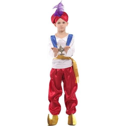 Movie Lamp Aladdin Prince Costume Kids Boys Halloween Carnival Arab Prince Cosplay Fancy Party Dress Up Outfit