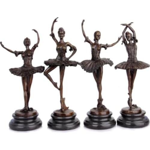Copper Fitness beauty sculpture figure shape pure copper ballet girl piece artwork music dance figure wedding birthday gift