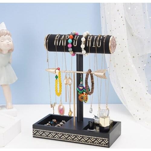2 Tiers Metal Jewelry Organizer Arrow T-bar Watch Bracelet Necklace Display Stand Shelf Earring Ear Stud Ring Holder Home Decora