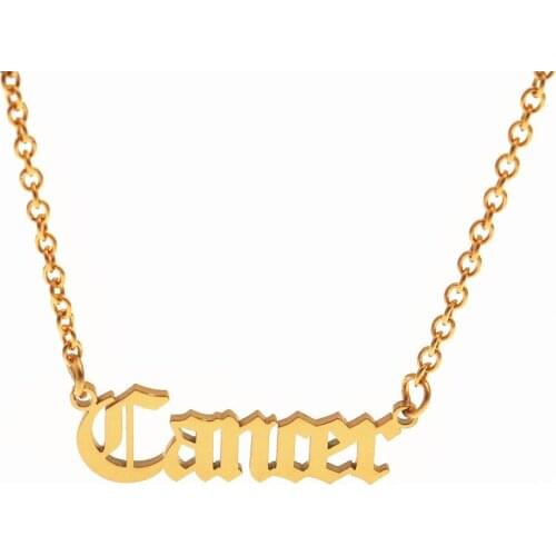 Fashion Jewelry Zodiac Pendant Necklace Star Signs Old English Letter Choker For Babygirl Angel Gold Necklaces Women BFF Gift