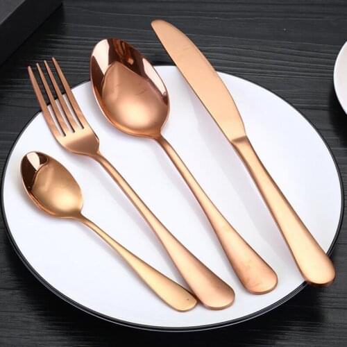 4PCS Dinner knife/ Fork/ Spoon Set Black Gold Cutlery Set Stainless Steel Utensils Service for Kitchen Food Tableware Dinner Set