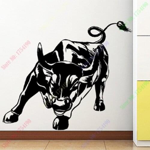 New Wall stickers Home decor SIze:680mm*800mm PVC Vinyl paster Removable Art Mural Wall Street cattle Cow