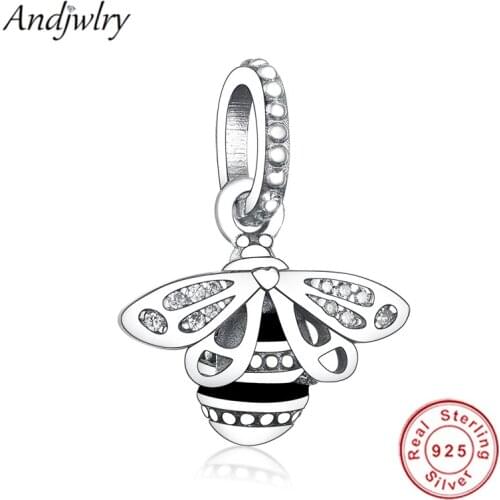 Fit Original Charms Bracelet 925 Sterling Silver Sparkling Queen Bee Pendant Dangle 925 Silver Berloque Beads