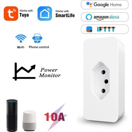 Smart WiFi Plug Brazil 10A Power Monitor Function Smart Life App Remote Control Socket Outlet Works With Alexa Google Home