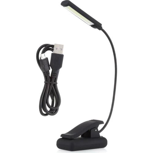 USB Battery Clip on Book Reading LED Light 6W COB Flexible Arm Stand Lamp for Laptop Notebook Working Portable Night Light LESHP