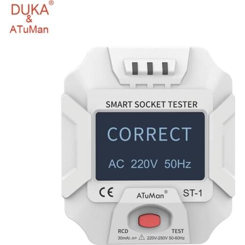 DUKA/ATuMan Smart Socket Tester 90-250V Outlet Tester Automatic Electric Circuit Polarity Voltage Detector Breaker Finder