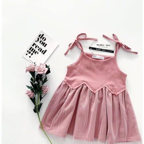 Tonytaobaby Summer New Girls Net Yarn Lotus Dress Girls Suspender