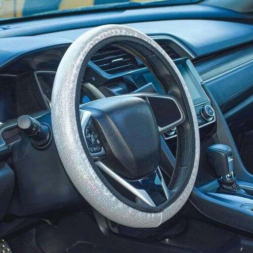 Universal Steering Wheel Cover Elastic Colorful Shiny Steering Wheel Protector Auto Decoration Fit 37-38cm for Women Girl