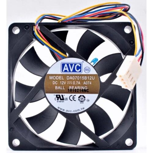 Original DA07015B12U 7cm 70mm fan 12V 0.70A 4 lines pwm computer chassis AMD CPU cooling fan
