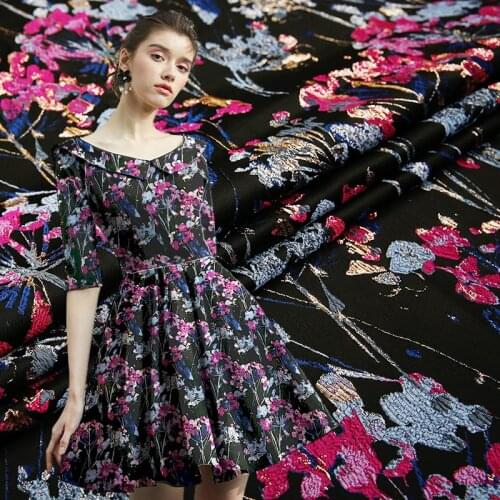 145cm width European& American style Metallic Jacquard Brocade Fabric,3D jacquard yarn dyed fabric for Women Coat Dress Skirt