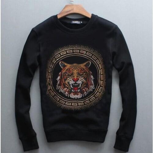 Diamonds design Winter Men hoodies Breathable Rhinestone design Casual Men Slim top sweatershirt