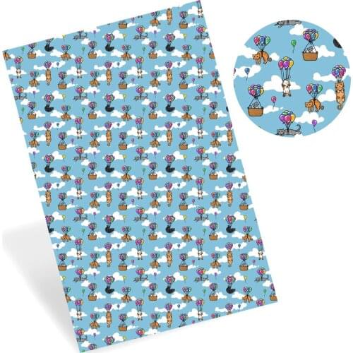 Cheer Bows 22*30cm 1pc Cartoon Cats Printed Synthetic Leather Fabric Faux Leather Sheets DIY Hair Bow Supplies Handmade Bag Shoe