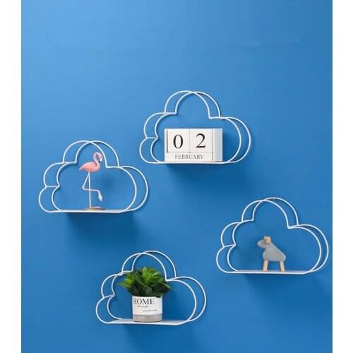 1PC Metal Cloud Wall Shelf Mounted Storage Rack For Home Decoration Holder kitchen bathroom organizer Wall Decor Holder QA 206