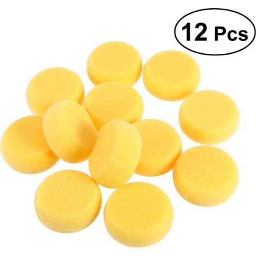12pcs Round Synthetic Watercolor Artist Sponges For Painting Crafts Pottery Yellow Round Cake Sponge (Yellow)