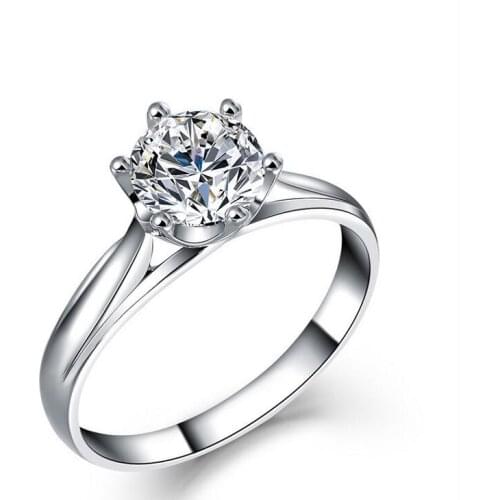 1CT Luxury Jewelry 925 Sterling Silver White 5A CZ Zirconia Round Cut Party High quality Women Wedding Band Ring Gift Size 5-10