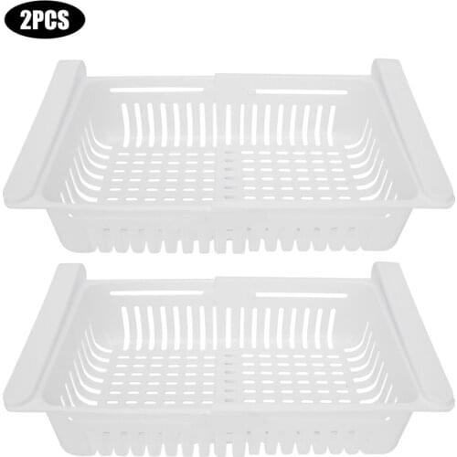 2pcs Retractable Drawer Type Fridge Storage Box Refrigerator Organizer Rack Shelf Refrigerator Partition Layer Classification