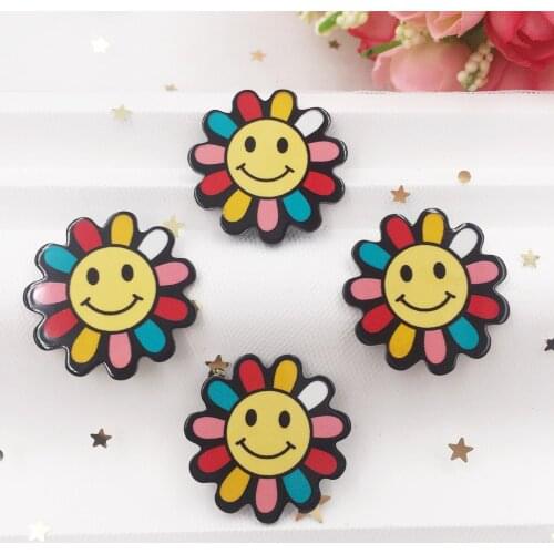 30mm Colorful Smile Rainbow Sunflower Flat Back Acrylic Sheet Miniature Pattern Applique DIY Wedding Scrapbook Home Decor Crafts