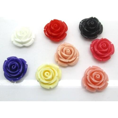 30Pcs Mixed Resin Rose Flower Decoration Crafts Flatback Cabochon Scrapbooking Fit Hair Clips Embellishments Beads Diy