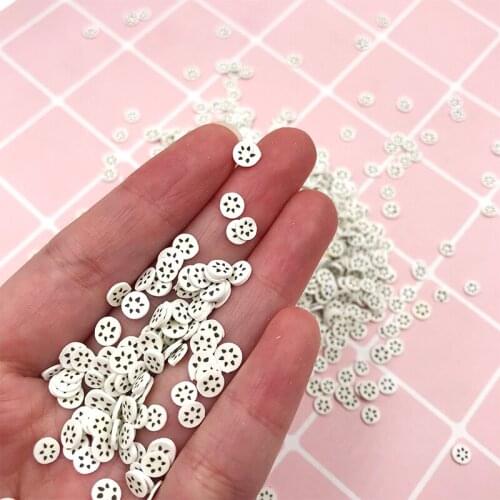 50g/lot White Round Lotus Slice Polymer Clay Sprinkles for Slime DIY Nail Arts Decoration Crafts Making Scrapbooking 5mm