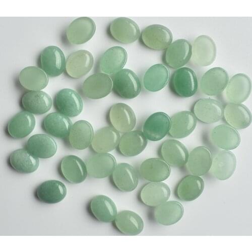 2020 Fashion natural green aventurine stone Oval CAB CABOCHON 8x10mm beads charm for jewelry making wholesale 50pcs/lot free