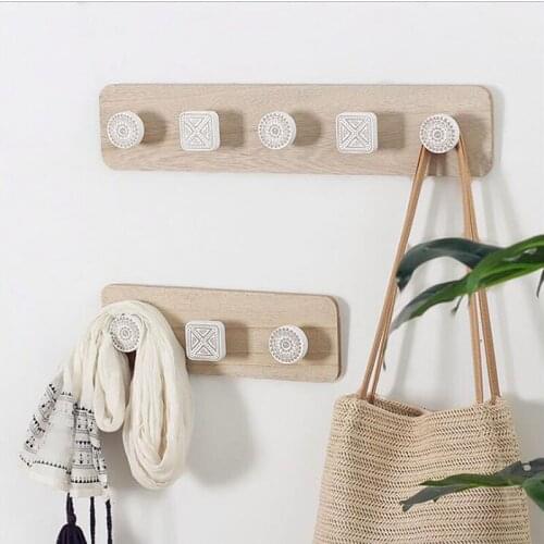 Wooden Flat Hook Simple Pastoral Creative Clothing Store Wall Coat Hook Home Living Room Entrance Wall Coat Hook