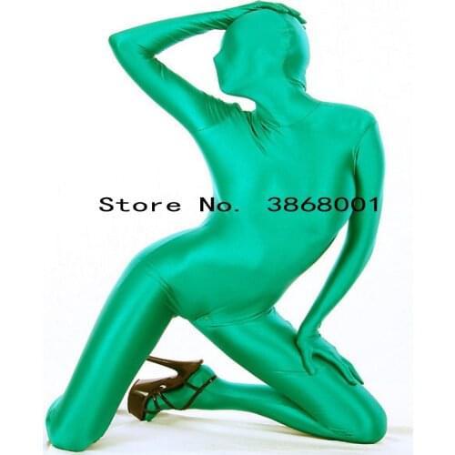 Halloween Cospay flash green color Unisex Fullbody Spandex Zentai Bodysuit Sexy Adult Fancy Dress Zentai Suit