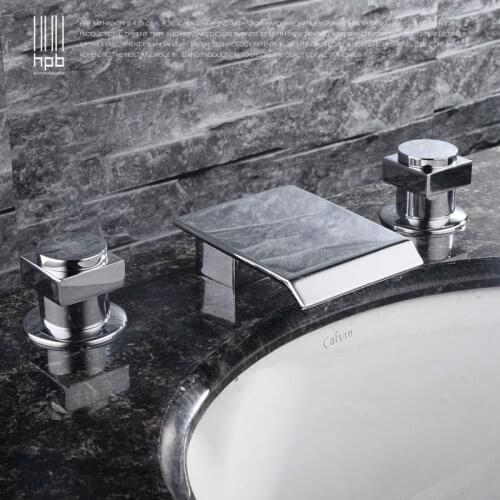 HPB New Luxury Waterfall Widespread Sink Basin Mixer Hot and Cold Water Two handle Bathroom Faucet HP3204