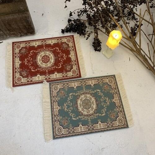 Ins Carpet Placemat Mouse Pad Heat Insulation Pendulum Props Placemats for Table Retro Palace Style Wild Tassel Small Placemat