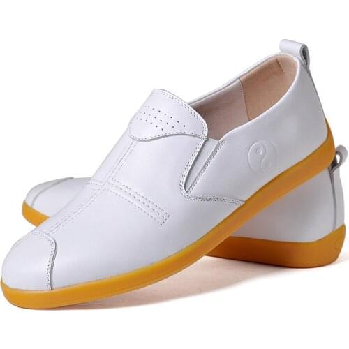 Leather Taiji lazy shoes mens Taiji shoes martial arts shoes ox tendon sole Taijiquan training leather womens kung fu shoes