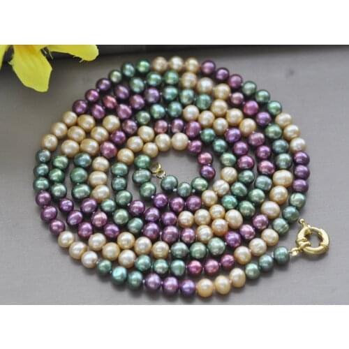 Z10644 18"-100"" 8mm Multicolor Round Freshwater Pearl Necklace