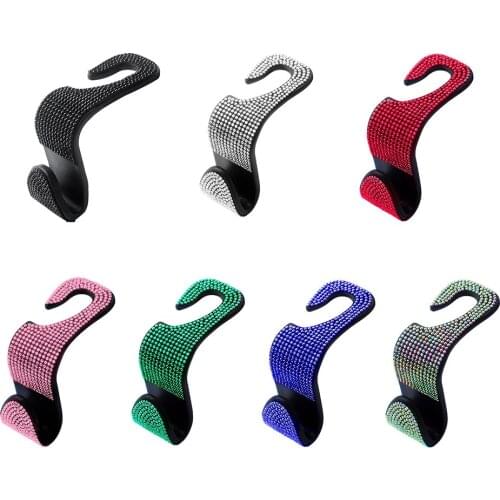 Car Back Seat Hook Rhinestones Crystal Handbag Auto Headrest Hanger Holder Car Accessories Interior Organizer Holder Storage