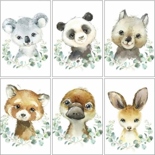 Yujohom 5D Diamond Mosaic Painting Full Square Deer Animals Needlework Diamond Embroidery Complete Kits Panda Bear Home Decor